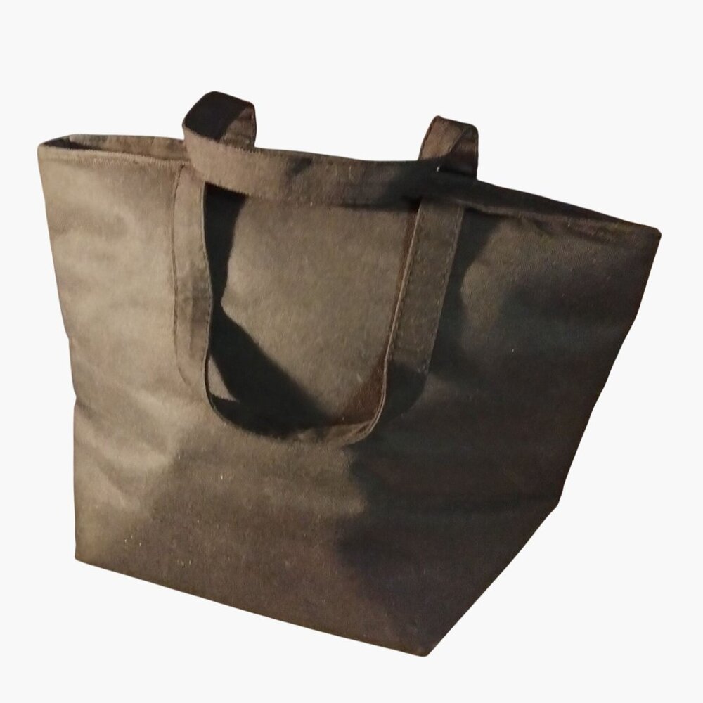 Leenie Peace Embroidered Black Lunch Bag  Pink Zipper Closure - Picture 6 of 11